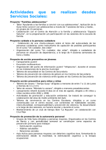 Actividades que se realizan desdes Servicios Sociales: