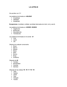 Ejercicios con la letra B: Reglas y práctica