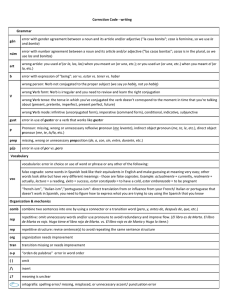 Correction Code -‐ writing Grammar gén error with gender