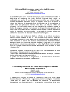 Hidruros Metálicos como reservorios de Hidrógeno. Aeronomía y