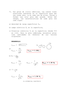 71. Dos gotas de lluvia idénticas, las cuáles tiene electrones