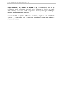 REPRESENTANTE DE UNA SOCIEDAD FALLIDA. La
