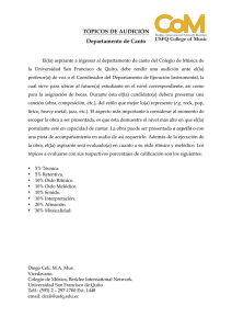 TÓPICOS DE AUDICIÓN Departamento de Canto