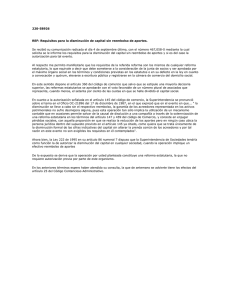 Requisitos para la disminución de capital sin reembolso de aportes
