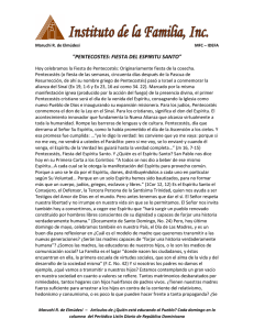 "PENTECOSTES: FIESTA DEL ESPIRITU SANTO"