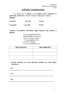Sufijos Valorativos: Ejercicios para 3º ESO