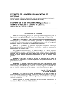 Extracto de la Instrucción General de Loterías