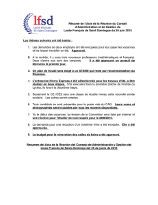 Résumé de l`Acte de la Réunion du CAG