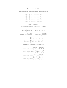 sin u cos v + cos u sin v sin(u − v)