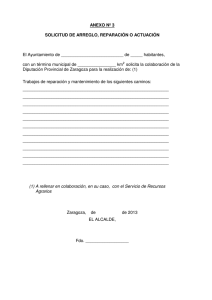 ANEXO Nº 3 SOLICITUD DE ARREGLO, REPARACIÓN O