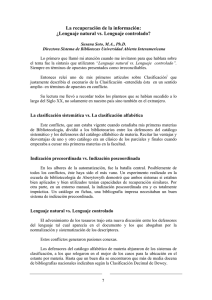 La recuperacion de la informacion : Lenguaje natural vs. lenguaje