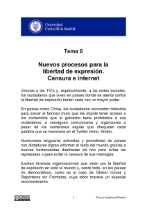 Nuevos procesos para la libertad de expresión. Censura e