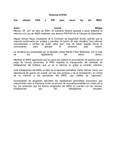 Reforma 210704 Van aliados PAN y PRI para sacar ley del IMSS