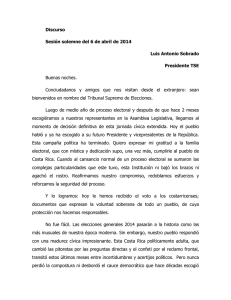 Discurso de Luis Antonio Sobrado, Presidente del TSE, con ocasión