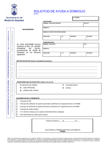 Impreso solicitud Servicio de Ayuda a Domicilio