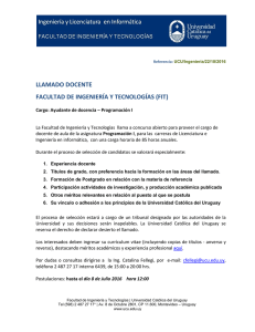 LLAMADO DOCENTE FACULTAD DE INGENIERÍA Y