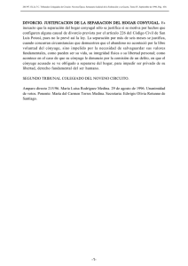 DIVORCIO. JUSTIFICACION DE LA SEPARACION DEL HOGAR