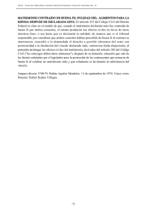 MATRIMONIO CONTRAIDO DE BUENA FE, NULIDAD DEL
