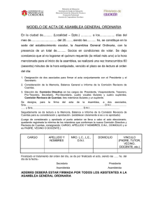 MODELO DE ACTA DE ASAMBLEA GENERAL ORDINARIA