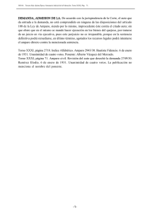 DEMANDA, ADMISION DE LA. De acuerdo con la jurisprudencia de