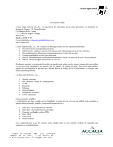 Aviso de Privacidad Cortina Tagle Isoard y Cia., SC es responsable