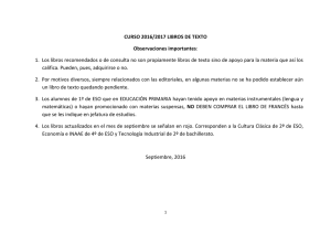 CURSO 2016/2017 LIBROS DE TEXTO Observaciones importantes