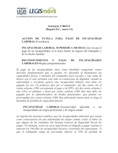 Sentencia Tutela: Pago Incapacidad Laboral en Colombia