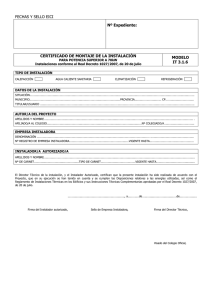 FECHAS Y SELLO EICI Nº Expediente: CERTIFICADO DE