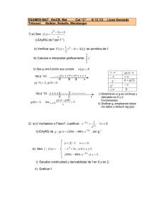 Examen de Matemáticas 6to CB: Funciones, Continuidad y Derivabilidad