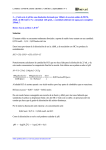 3.- ¿Cuál será el pH de una disolución formada por 100mL de