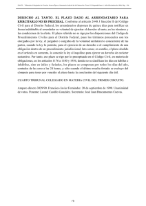 DERECHO AL TANTO. EL PLAZO DADO AL ARRENDATARIO