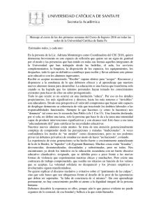 Mensaje al cierre de las dos primeras semanas del Curso
