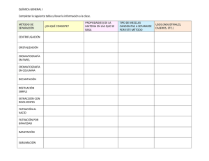 Tabla de Métodos de Separación Química General I