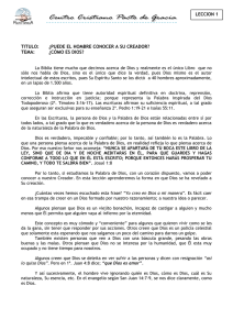¿Puede el hombre conocer a su Creador? Lección 1