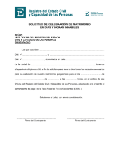solicitud de celebración de matrimonio en días y horas inhábiles