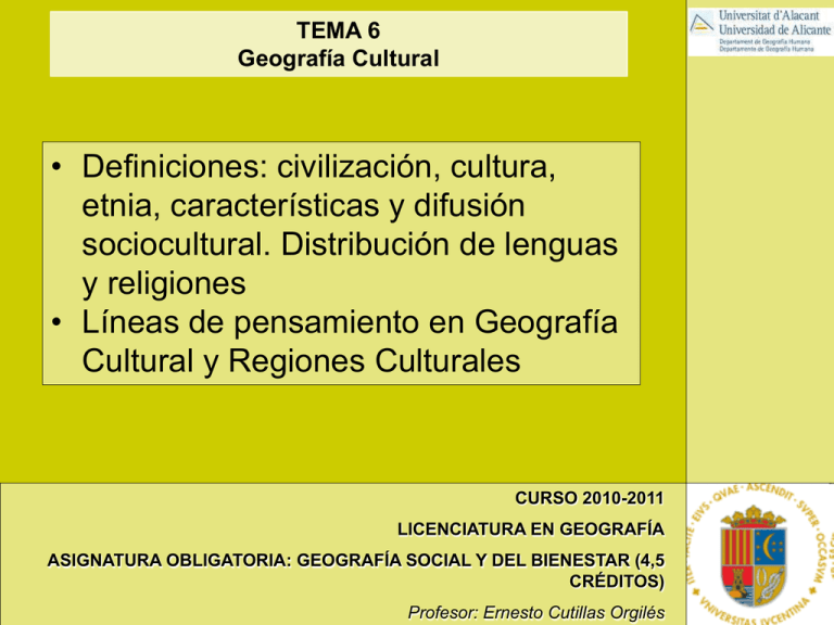 TEMA 6 GEOGRAFIA CULTURAL