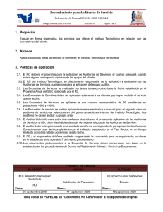 Procedimiento para Auditorías de Servicio 1. Propósito 2. Alcance 3
