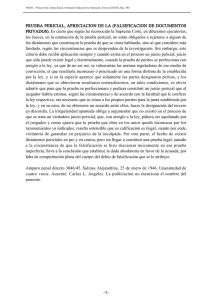 PRUEBA PERICIAL, APRECIACION DE LA (FALSIFICACION DE