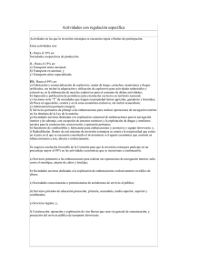 Actividades con regulación específica