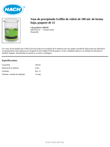 Vaso de precipitado Griffin de vidrio de 100 mL de forma