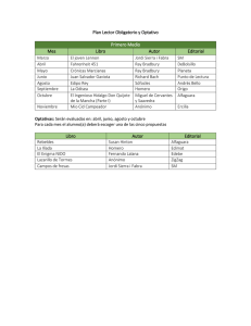 Plan Lector Obligatorio y Optativo Primero Medio Mes Libro Autor