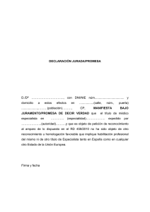DECLARACIÓN JURADA/PROMESA D./Dª