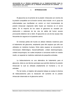 I. INTRODUCCION El glaucoma es el aumento de la presión