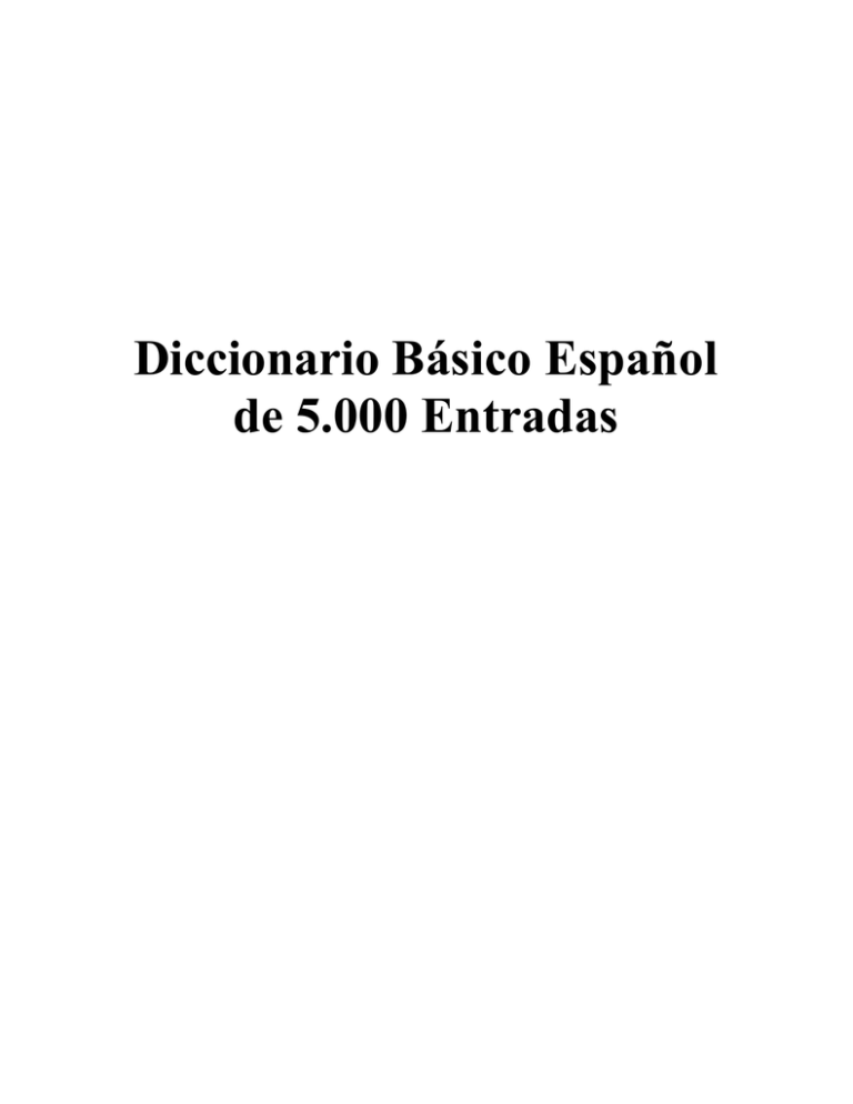 Diccionario Básico Español De 5.000 Entradas