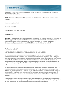 Voces: IUS VARIANDI - CAMBIO DE LUGAR DE TRABAJO
