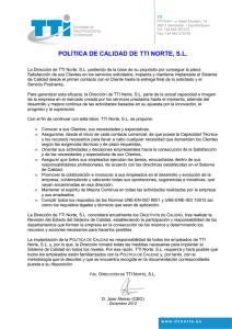 POLÍTICA DE CALIDAD DE TTI NORTE