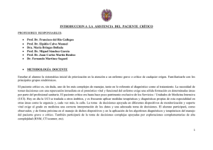 INTRODUCCION A LA ASISTENCIA DEL PACIENTE CRÍTICO