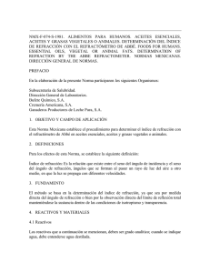 NMX-F-074-S-1981: Determinación del Índice de Refracción en Aceites y Grasas