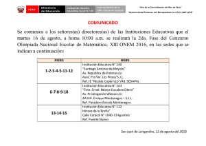 Comunicado ONEM 2016: 2da Fase, Sedes y Horario
