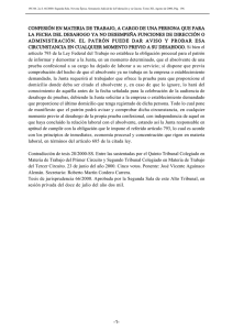 confesión en materia de trabajo, a cargo de una persona que para